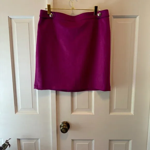 Skirt Suit Set Deep Fuchsia Suede Jacket & Skirt - Picture 10 of 10